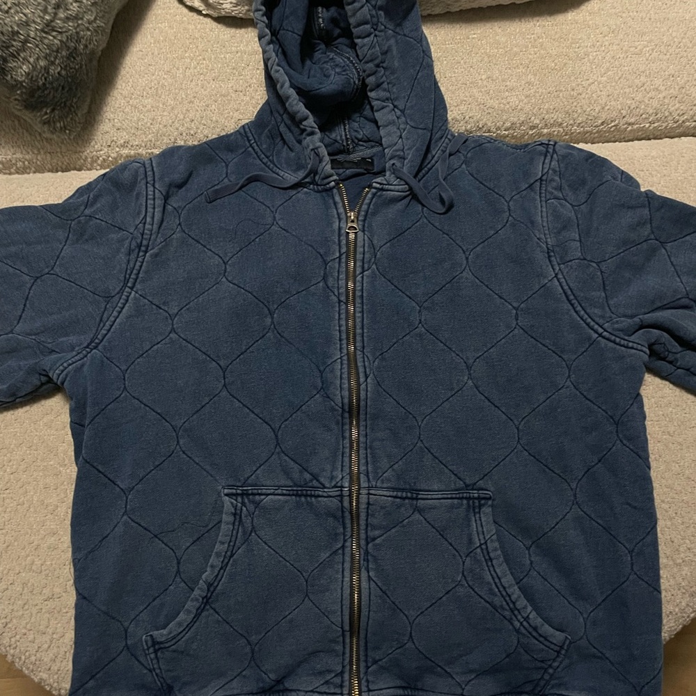 Quilted Navy Blue Hoodie